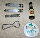 Vintage Lot Of Schlitz Beer Items Openers Pinback Button Shaker