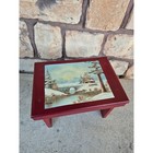 Vintage Wooden Step Stool Rustic Cabin Decor Winter Scene Small Foot Stool