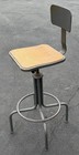 Vintage Steel Industrial Drafting Table Stool Adjustable Chair Wood Seat