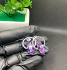 Amethyst Crystal Point Dangle Earrings silver Electroplated