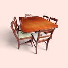 Vintage Duncan-phyfe Style Drop Leaf Dining Table And 6 Needlepoint Chairs