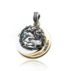 Wolfman Moon Wolf Pendant W  Blue Topaz  Gold   Silver  no Chain 
