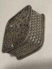 Vintage Trinket Pill Box 925 Sterling Silver Filigree Butterfly Lace Design