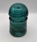 Vintage Brookfield Green Glass Insulator Usa X2 Embossed On Top Railroad