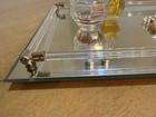 Glass Rail Vanity Mirror Boudoir Perfume Tray Hollywood Mid Century Glam 14x9   
