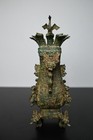 Chinese Bronze Ornament Lotus And Crane Square Pot replica  v079