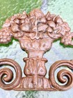 Cast Iron Architectural Pediment Two Ornamental Doves Ravens Urn   Fruit