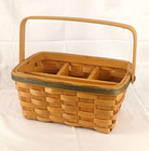 Longaberger Type Basket 4 Compartments Silver Wear Napkins No I d  Marks Nice 