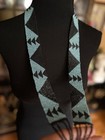70s Black Turquoise Seed Bead Beaded Handmade Elastic Tassel Belt Native Artsy
