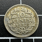 1937 Netherlands 10 Cents 10c 64  Silver Coin