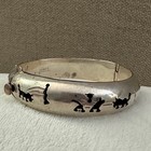 Vintage 925 Mexico Sterling Silver Shadowbox Storyteller Clamper Bracelet