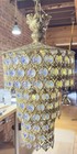 Stunning 1960s Brass And Blue Crystal Three Tier Chandelier With 30    Long Chain