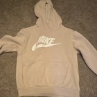 Nike Sportswear Hoodie Jogger Sweatpants Set Beige Kids Youth 2 Piece Fleece