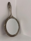 Vintage Ornate Silver Tone Handheld Vanity Mirror Floral Victorian Style