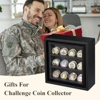 Double-sided Rotating Challenge Coin Display  Wooden Military Coin Black