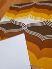 Awesome Rare Vintage Mid Century Retro 70s Yel Brn Striped Waves Fabric  Look 