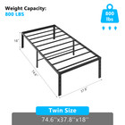 Metal Bed Frame Simple Twin Full Queen King Size 18 Inch Heavy Duty Platform Bed