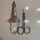 Reo Sterling Silver 925 Chatelaine Scissors With Repousse Sheath And Chain