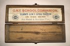 Antique Clark   s Ont School Companion Spool Cotton Thread Wooden Pencil Box