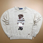 Polo Palph Lauren Bear Sweater Beige Wool Knit Rollneck Women M  Nwt