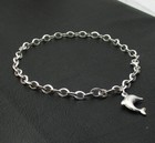 Puffed Dolphin Charm Oval Link Ankle Bracelet Anklet Real 925 Sterling Silver