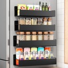 Moveable Fridge Magnetic Spice Racks metal Black 4 Pack Matt Black