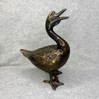 Meiji Japan Cast Bronze Iron Duck Goose Brown Lot 2 Statue Figurine Vintage