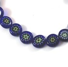 Flat Glass Millefiori Beads  10mmx4mm  Blue White   Red  Gloss Finish  20 Pcs