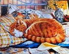 Funny Pets Red Cat Sleeping In Bed Art New Modern Large Postcard
