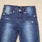 True Religion Boys Ricky Black Straight Leg Jeans Sz 8 Red Blue Embroidery