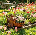 Rustic Wrought Iron Fantasy Fish Shaped Planter  Rustic Metal Yard Art Decor