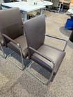 Lot Of 3 Side   Guest   Lobby Chairs In Brown Leather W sled Base
