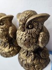 Vtg Heavy Gold Tone  brass Tone  Owl Bookends  2   Mcm  6  T   4 5  W