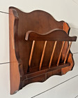 Vintage Wooden Wall Mount Magazine Rack Mail Organizer Rustic Colonial 16 X 15 