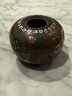 Small Antique Japanese Cloisonne Enamel Jar Vase With Colorful Floral Motif