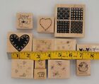 Lot Of 12 Vintage Stampin Up Wooden Rubber Stamps - Hearts Birds - Most New