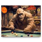 Sasquatch Bigfoot Art Print Billiards Pool Artwork Vintage Beer Sign Bar Decor