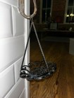 Vintage Wrought Iron Hanging Planter Basket With Scrollwork   Twisted Chains