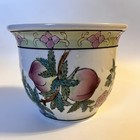 Vtg Chinese Porcelain Planter Flower Pot W  Drain Hole Peaches Flowers Butterfly