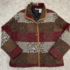 Vintage White Stag Jacket Animal Print Tapestry Women Size Large 90s Boho