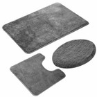 3pcs Solid Bathroom Bath Mat Contour Rug Set With Toilet Lid Cover Bathroom Rug