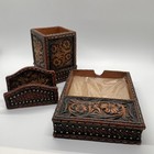 Western Moments Desk Set  3 Pcs  Pen  Business Card    Note Holder  94775