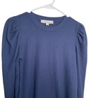 Loft Blouse Women s Small Blue Thermal Long Sleeve Crew Neck Solid T-shirt Top