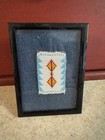 Authentic Native American Beadwork Displayed In Frame With Denim Backing