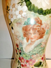 Antique Bristol Glass Vase Hand Blown   Painted Beautiful Woman Portrait