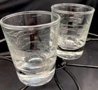 2 Vintage 1950s Libbey Heavy Etched Glass Shot Glasses