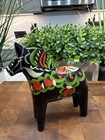Vintage Black Swedish Dala Horse Hand Painted Wood Figure Nils Olsson