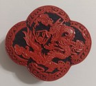 2  Vintage Chinese Cinnabar Boxes Lacquered Black   Red Dragon Box   Rose Box     