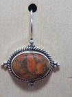 Native Womens Orange Spiny Oyster Inlay Navajo  Sterling Silver Earrings 