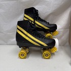 Vintage Brookfield Colt Roller Skates Black Shoe Yellow Stripes Size 7-9